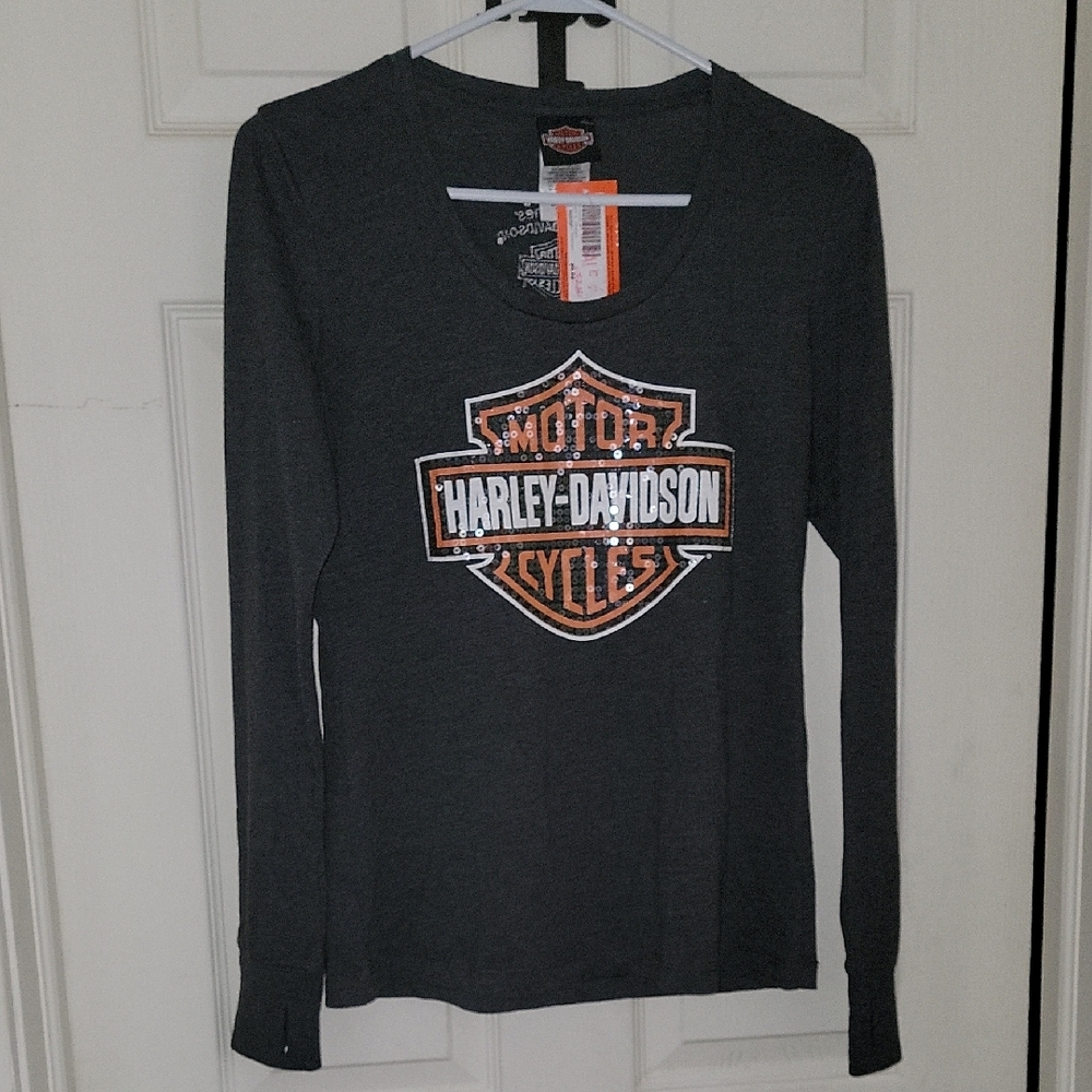 Harley-Davidson Women's Gray Long Sleeve Top